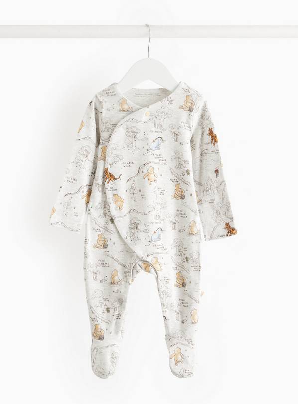 Winnie The Pooh Grey Ribbed Sleepsuit  6-9 months